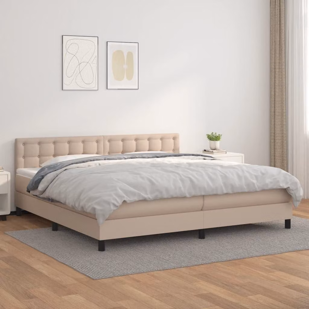 The Living Store Letto a molle insacchettate Materasso cappuccino marrone 200x200cm Similcuoio