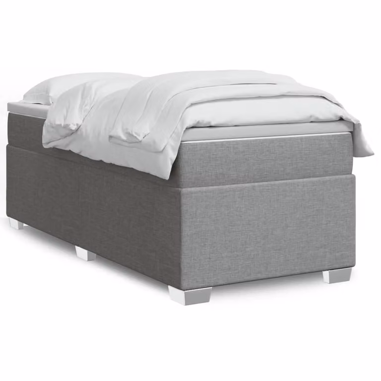 vidaXL Giroletto a Molle Ibrido con Materasso in Tessuto Grigio Chiaro e Bianco L/P/H: 80 x 200 cm
