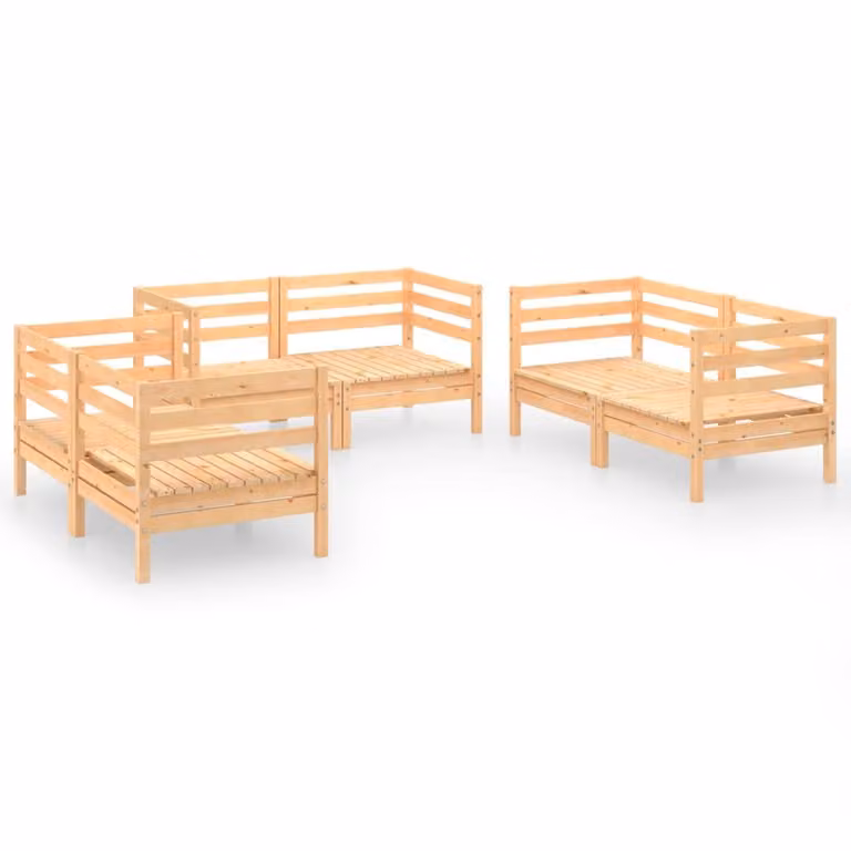 Set Divani da Giardino 6 pz in Legno Massello di Pino