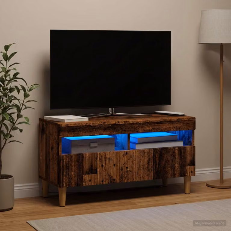 Mobile TV LED ARNHEM vidaXL in legno marrone con illuminazione integrata L 81 cm, P 35 cm, H 43 cm