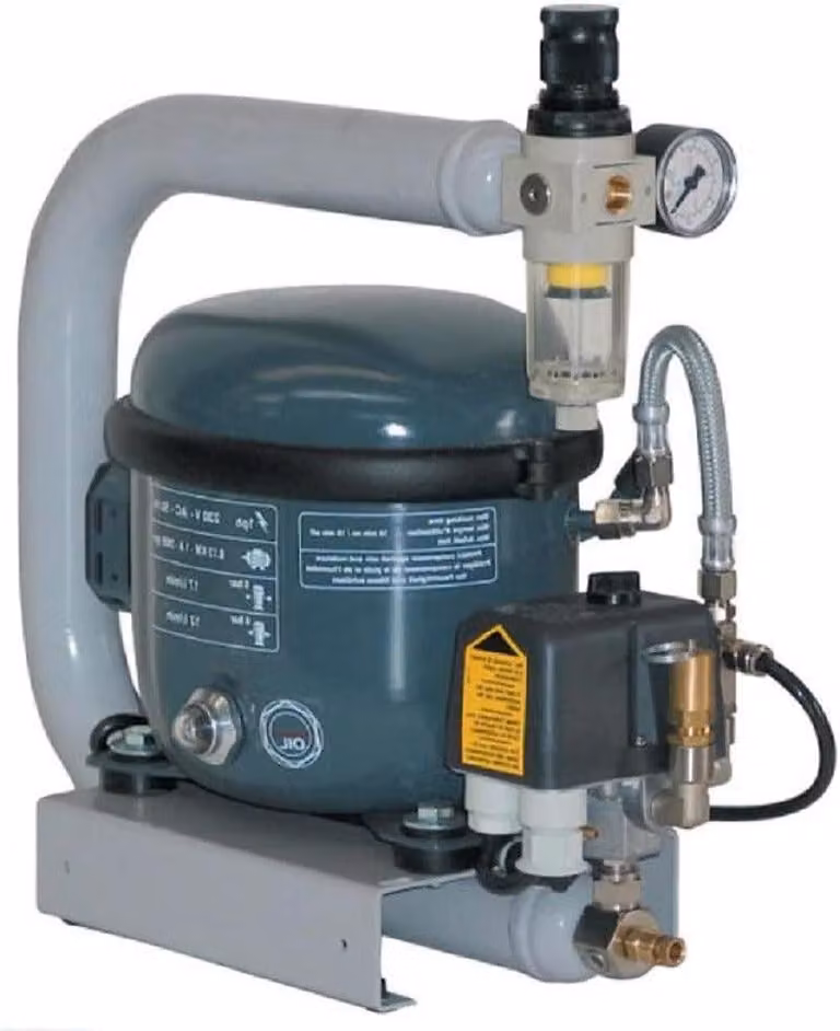 Compressore a bagno d'olio silenzioso – Serbatoio da 1 litro – 30 dBA – 6 bar – 135W – Compressore d'aria