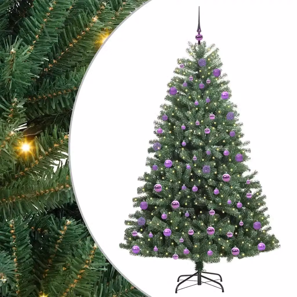 Albero di Natale artificiale verde con luci LED warm white vidaXL Altezza: 210 cm – 2