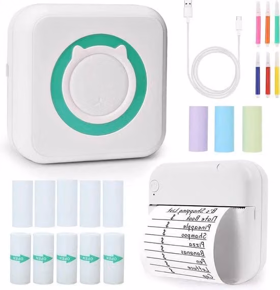 Stampante Portatile Mini Termica Bluetooth e USB Bianca