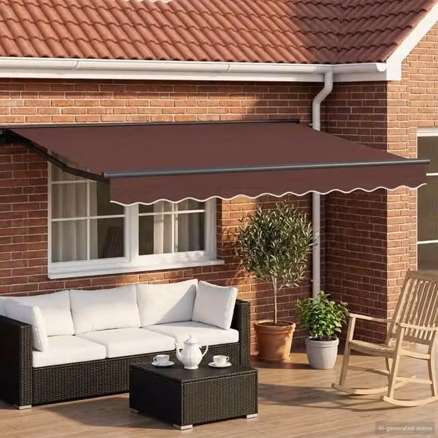 Tenda retrattile manuale-Tenda parasole per balcone Marrone 3,5 x 2 m