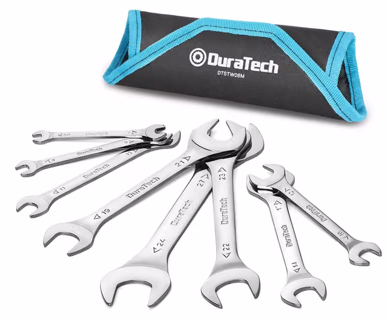 Chiave a forchetta 8 pezzi - Chiavi doppie - Da 5,5 a 27 mm - Spessore 3 mm - Acciaio al carbonio