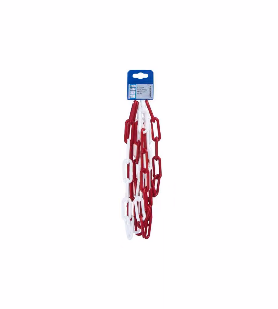 Catena segnaletica pretagliata Diam. 6 mm. in plastica bianco/rosso 2,5 mt.