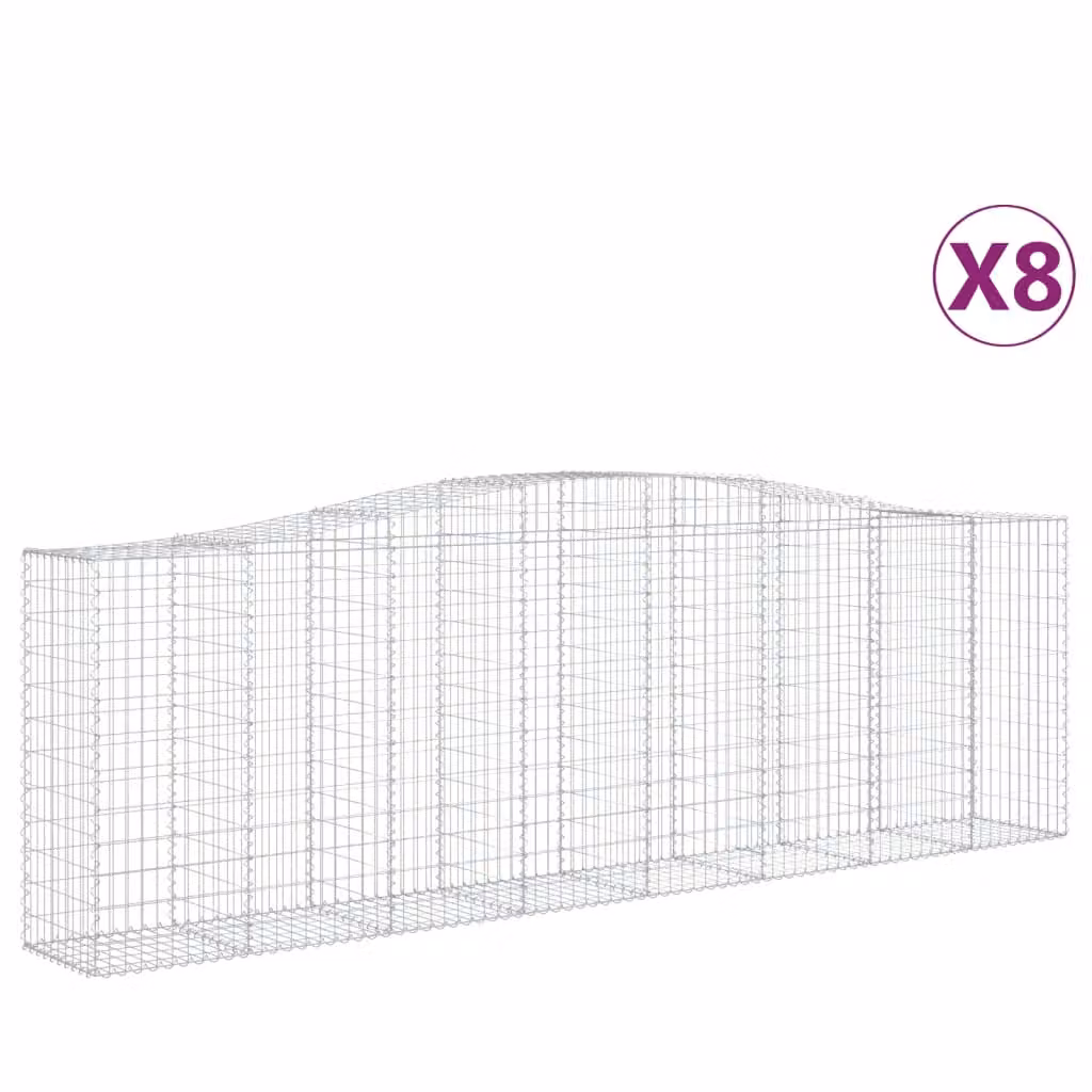 Cesti Gabbioni ad Arco 8 pz 400x50x120/140 cm Ferro Zincato