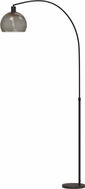 HOMCOM Lampada da Terra ad Arco con Interruttore a Pedale, in Marmo, Ferro e Plastica, 90x26x180 cm, Nero e Grigio Fumo   Aosom Italy