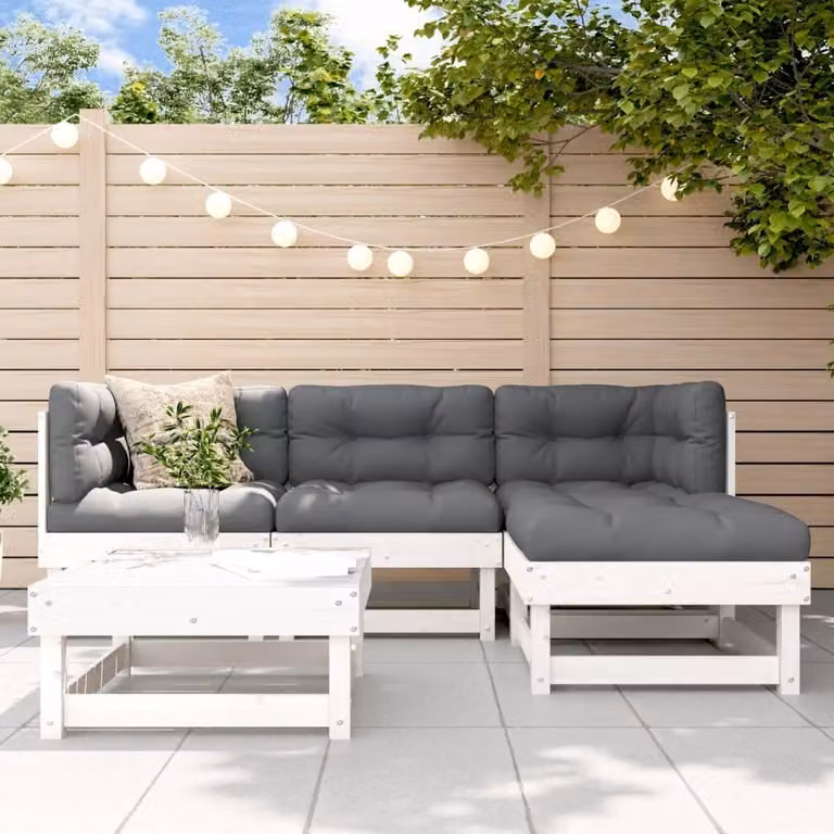 Maison Exclusive - Set da giardino 5 pezzi bianco in legno massello di pino