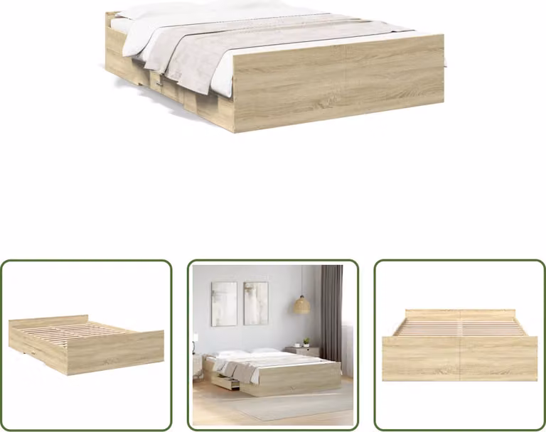 The Living Store Struttura letto con cassetti in rovere Sonoma 120x200cm Materiale legno