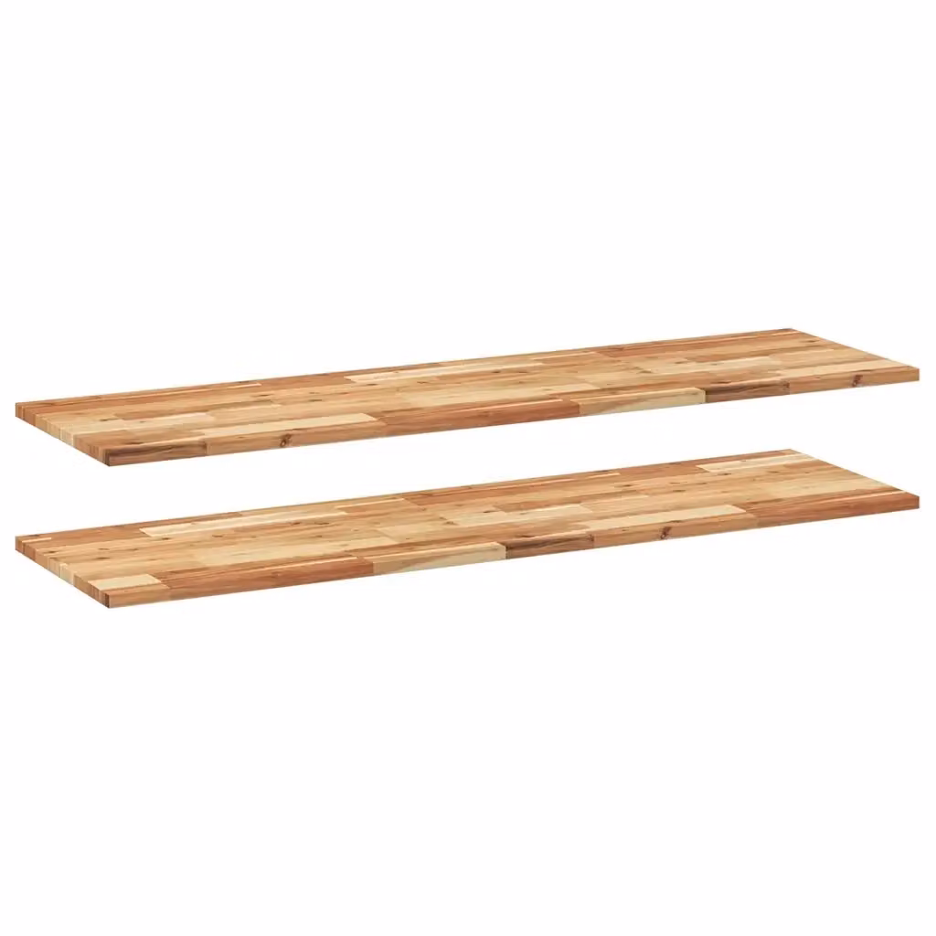 Set di 2 mensole da parete vidaXL in legno di acacia rifinito a olio, marrone, L 160 x P 40 x H 2 cm