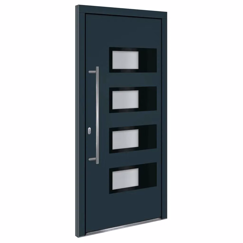 Porta Ingresso Moderna vidaXL in Alluminio e PVC con Inserti in Vetro, Colore Antracite, L: 100 cm, H: 210 cm – 2