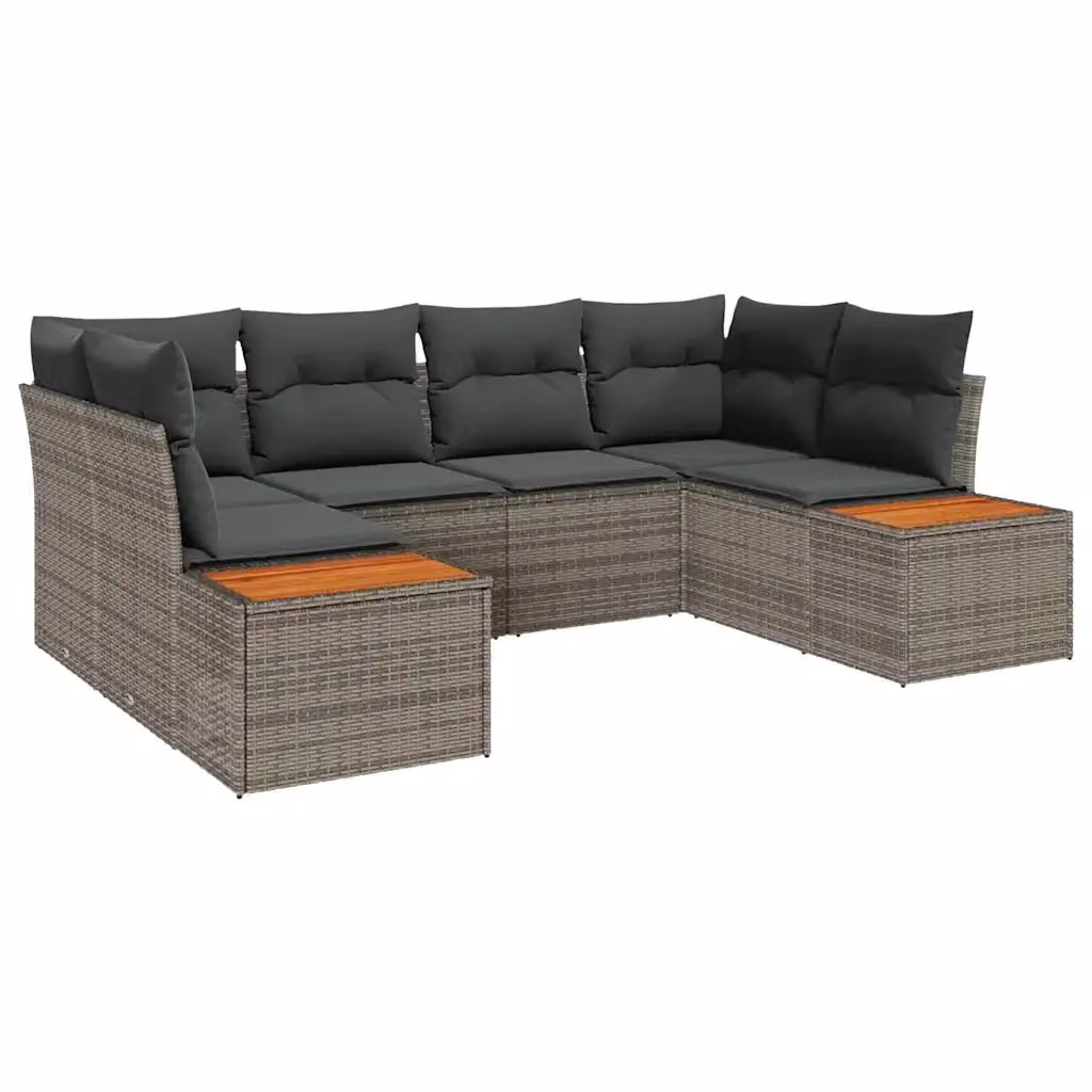vidaXL Set Divano da Giardino a L da 6 Posti Grigio con Cuscini e Tavolino da Esterno – 2