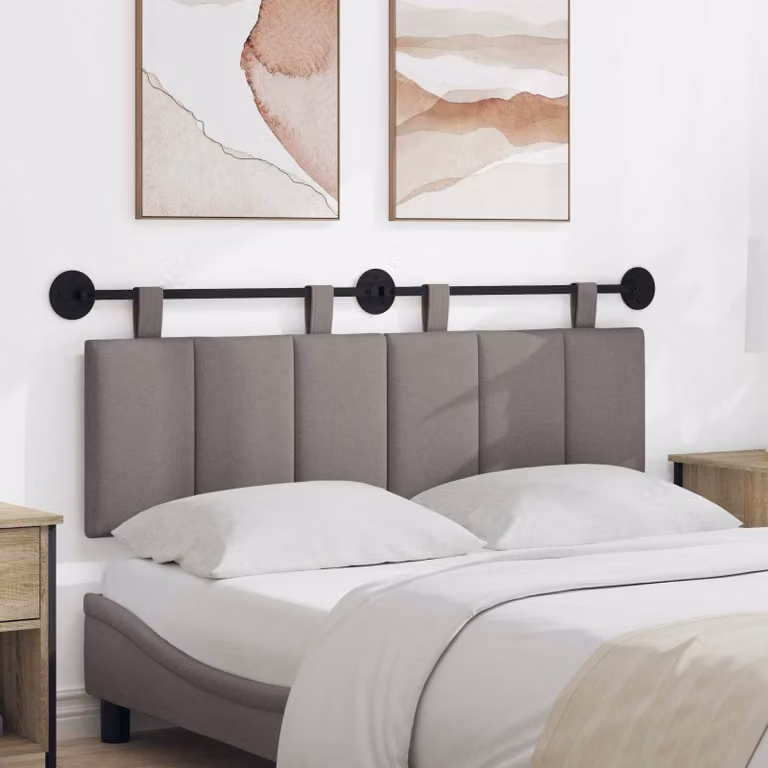 Testiera sospesa vidaXL in velluto tortora con illuminazione integrata e pannello imbottito per camera da letto, L: 130 cm, H: 55 cm, P: 5,89 cm