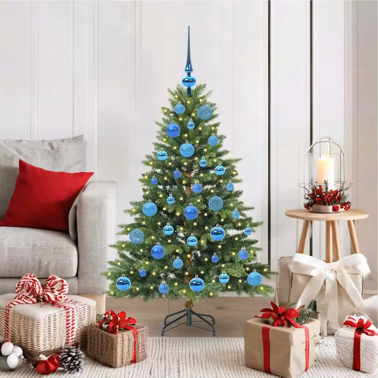 Albero di Natale artificiale vidaXL verde con 150 LED luce bianca calda in PE e PVC, Altezza: 120 cm