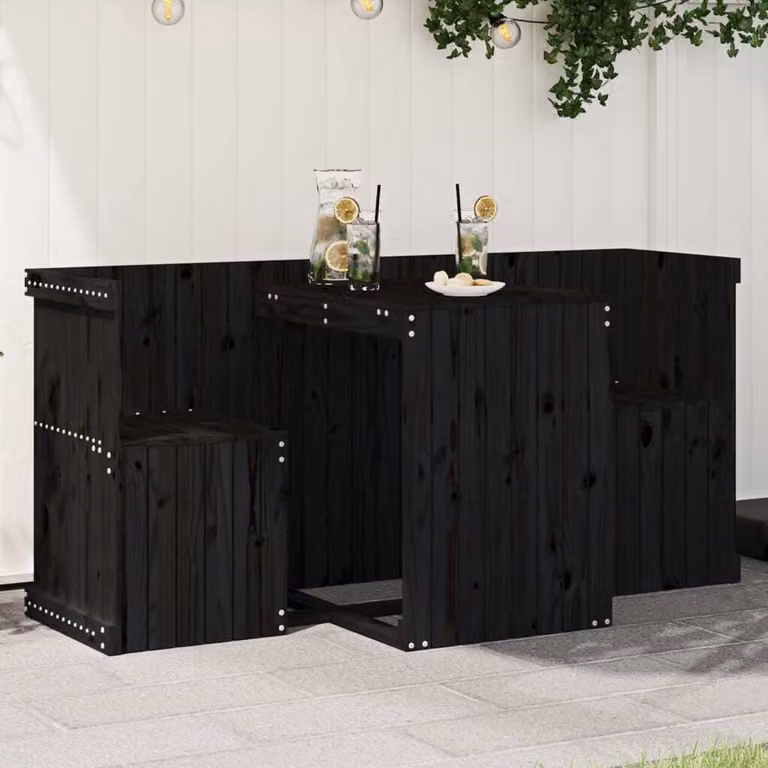 Maison Exclusive - Set di mobili da balcone a 2 posti in legno massello di pino nero