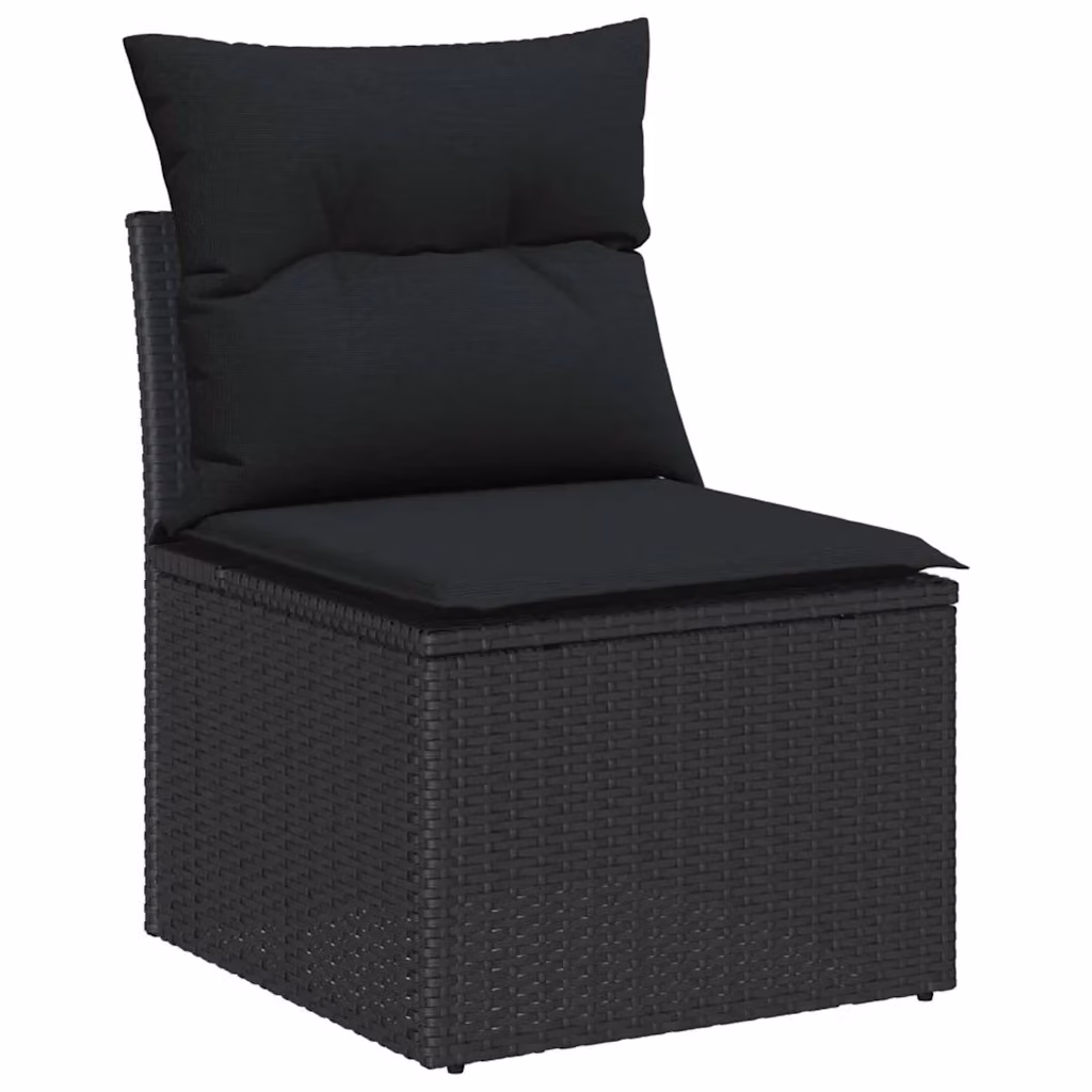 Set Divano da Giardino vidaXL 6 Pezzi a Forma di L con Tavolino e Contenitore Nero – 2