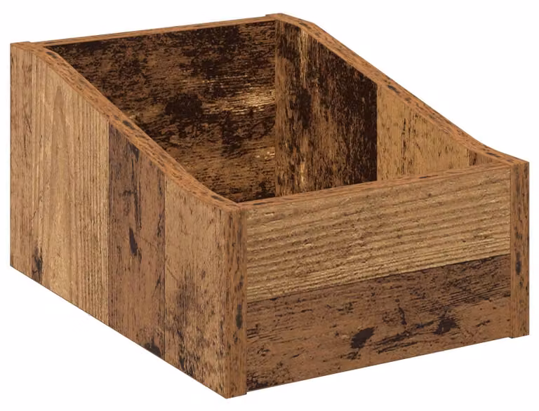Scatola per dischi in vinile, realizzata in legno riciclato, dimensioni 23 x 33 x 16 cm, materiale: legno composito