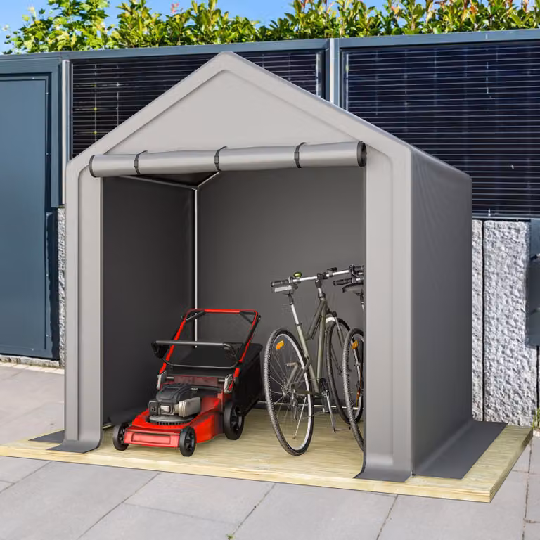 Ripostiglio per attrezzi 190x170x200 cm, garage per biciclette, ripostiglio per attrezzi, tenda da garage, casetta da giardino, tenda da magazzino, ripostiglio per biciclette, tenda per attrezzi, garage da magazzino, grigio scuro, 190 cm, 170 cm