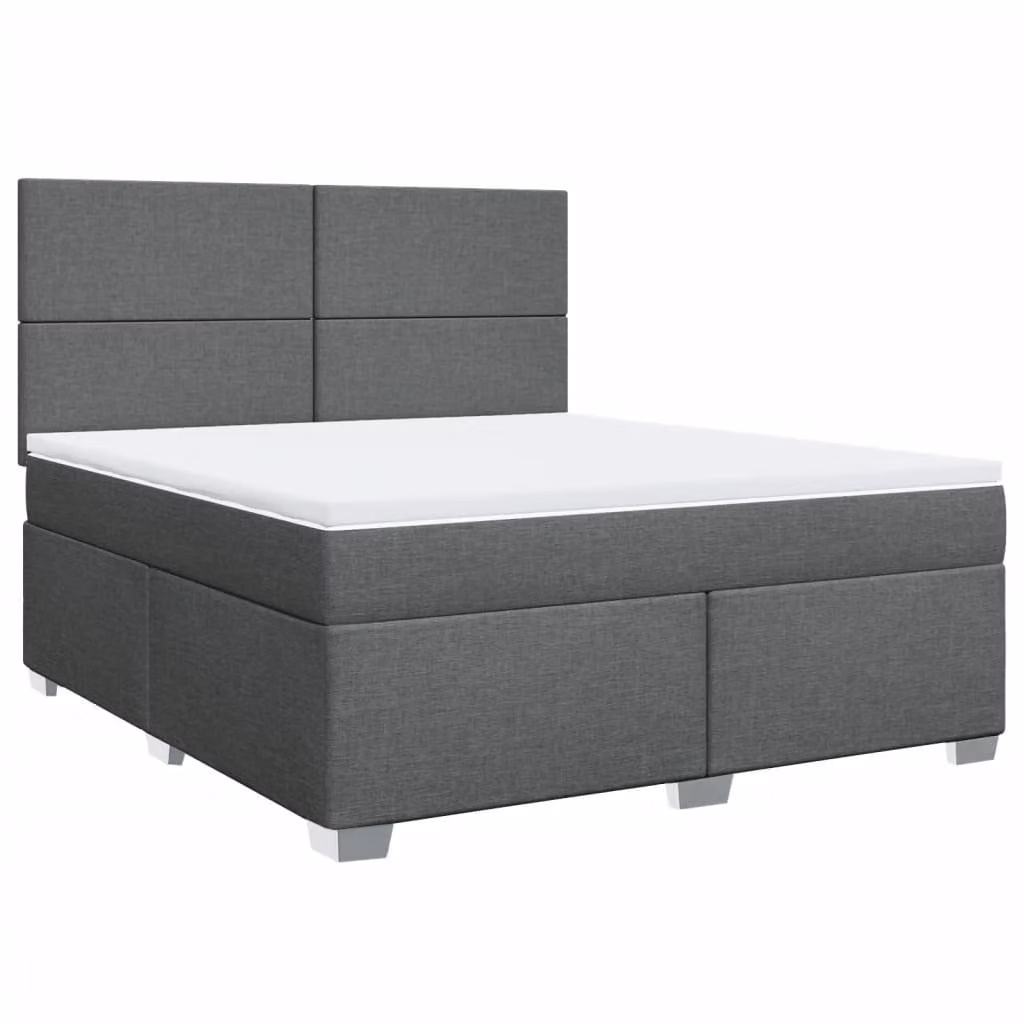 Giroletto a Molle con Materasso Grigio Scuro 180x200 cm Tessuto