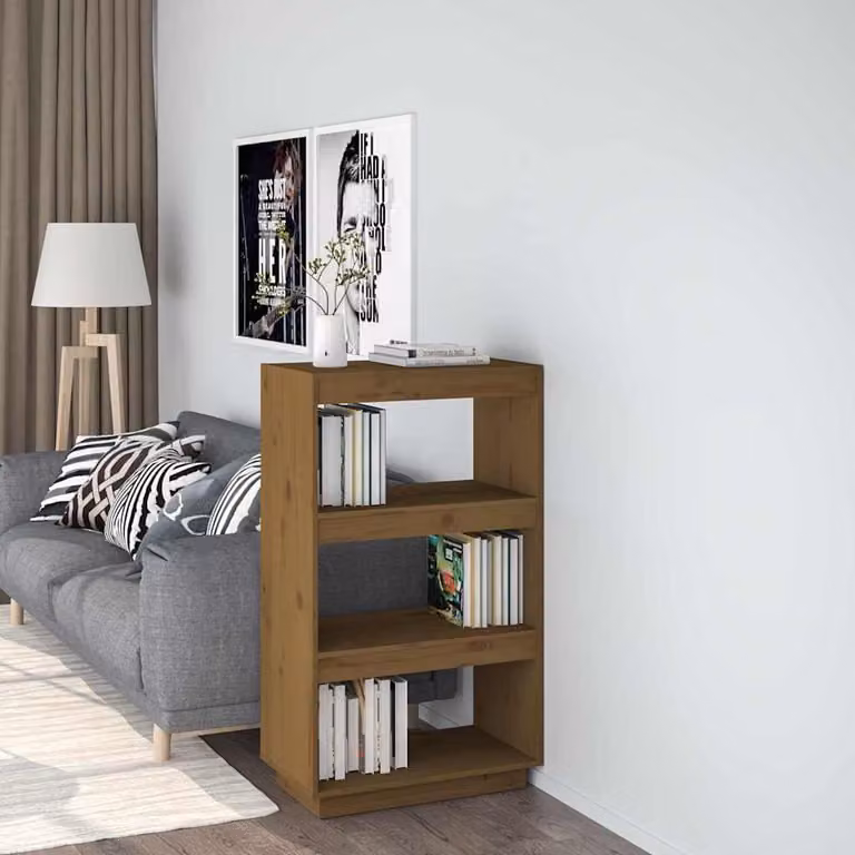 Libreria/Divisorio vidaXL in Legno di Pino Massello, Colore Ambra, L 60 cm x P 35 cm x H 103 cm