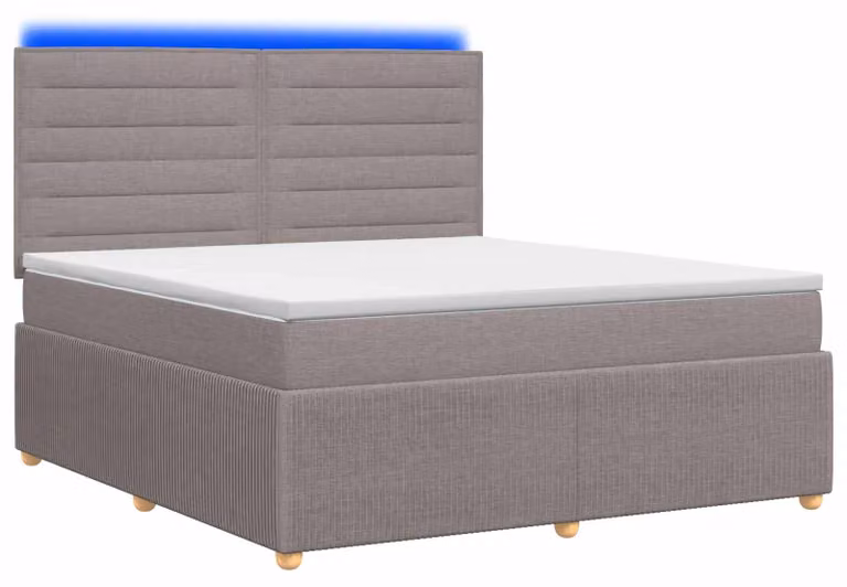 Letto boxspring LED con materasso Taupe 140 x 190 cm Tessuto