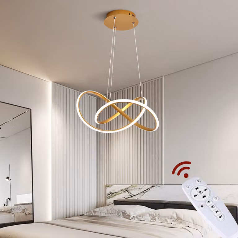 Lampada a sospensione LED 9642 oro a sospensione 50cm 96W con telecomando luce colore/luminosità regolabile plafoniera dimmerabile apparecchio d'illuminazione