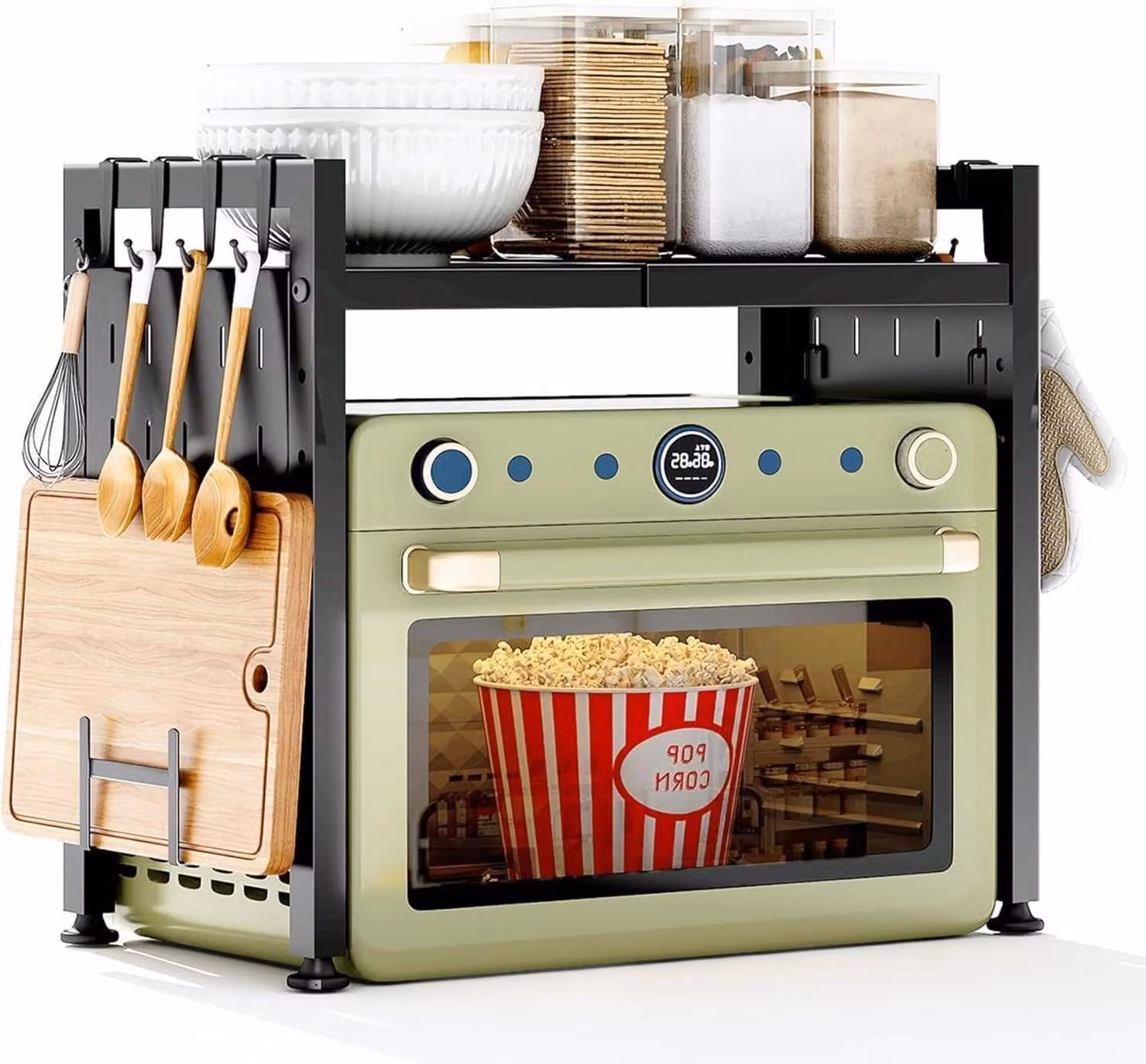 Organizzatore per microonde con ganci Nero 40-70cm estensibile