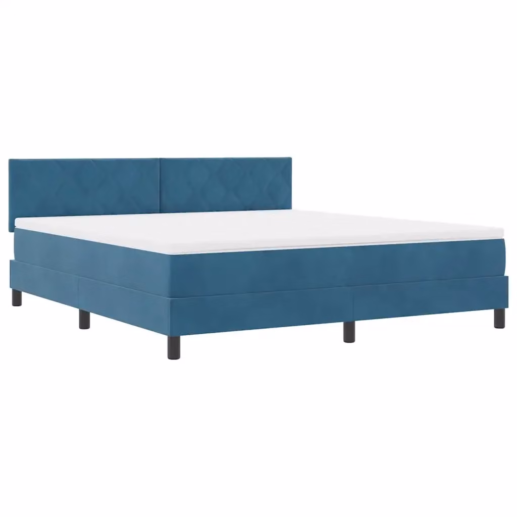 Letto a molla con illuminazione LED vidaXL in velluto blu, L/P/H: 180 x 200 x 280 cm – 2