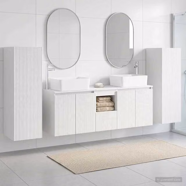 Set di mobili per il bagno 5 pz Bianco Lucido 3405997