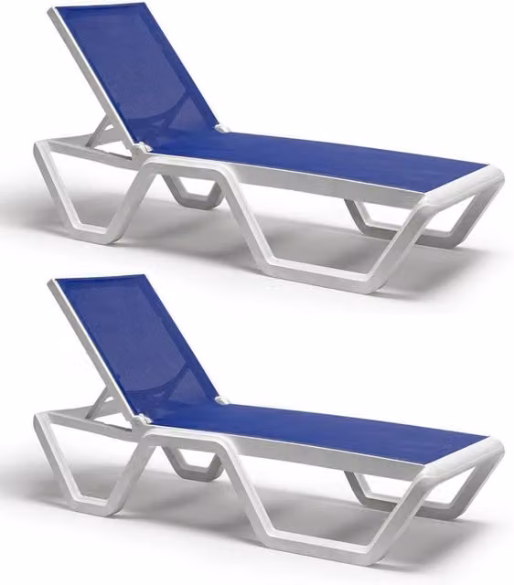 Lettini Prendisole SCAB Vela Blu Set da 2 da Giardino Portatili Reclinabili Terrazzo Piscina