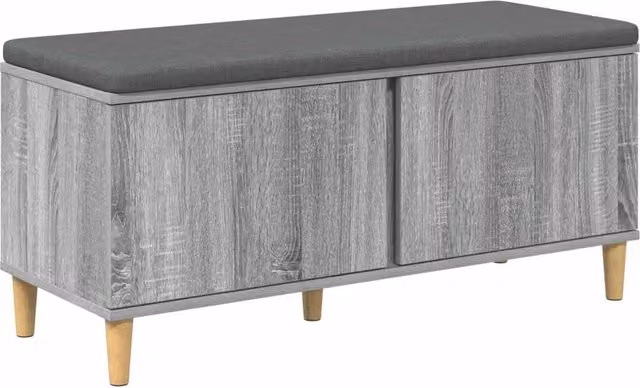 Panca per ingresso Sonoma grigia con cuscino in tessuto e porta scarpe L: 100 cm, P: 38 cm, H: 46 cm – 1