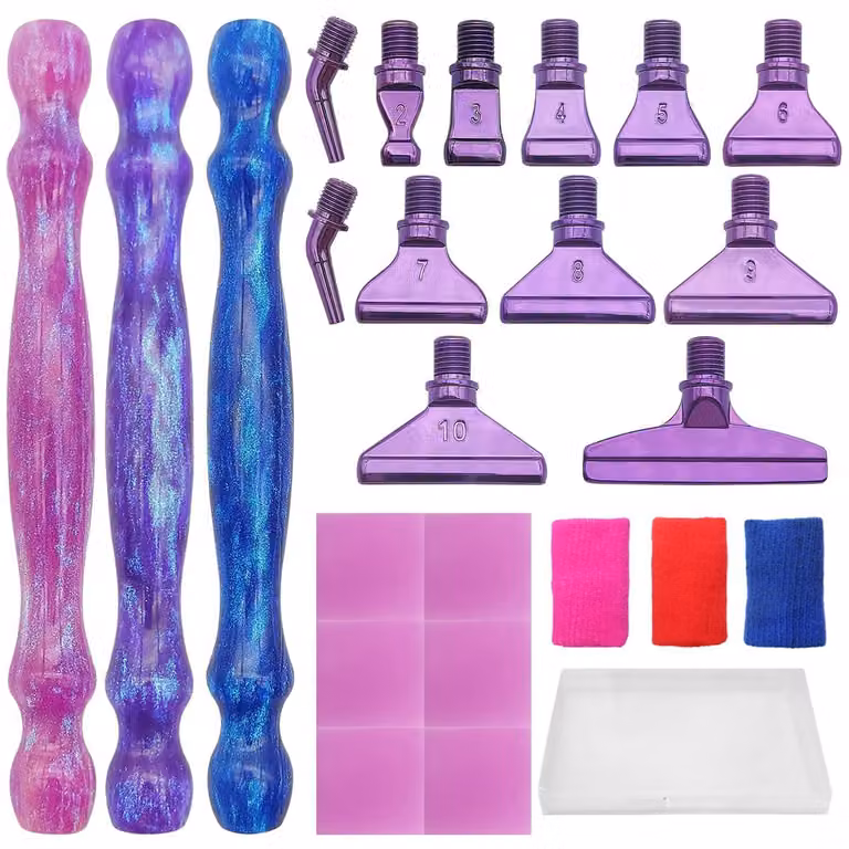 Set di penne per Diamond Art, composto da 24 pezzi, con punte metalliche colorate e filettatura a vite, ideale per la pittura a diamante 5D