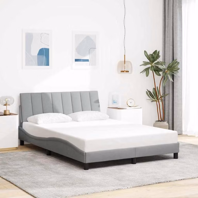 vidaXL Giroletto senza Materasso Hanko Grigio Chiaro L/P: 140 x 200 cm