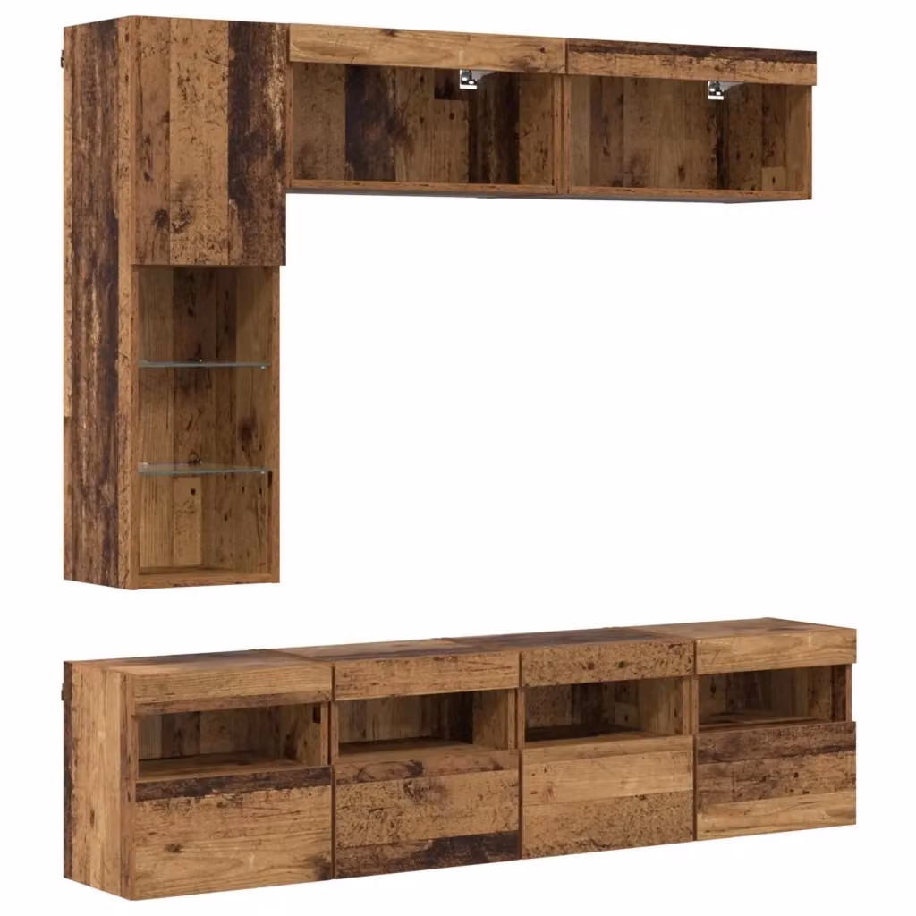 Mobile TV moderno vidaXL con illuminazione LED integrata in legno marrone e multicolore L: 102 cm, P: 30 cm, H: 30,5 cm – 2