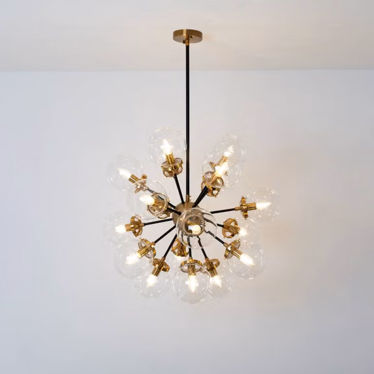 Holländer Lampada a sospensione in vetro Moltiplicatore, dimmerabile, Ottone / Oro, Soggiorno / Sala da pranzo, Ottone, Lampada a sospensione
