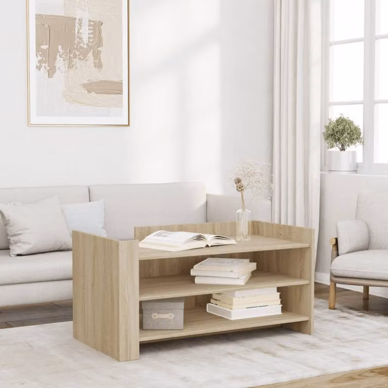 Tavolino da salotto moderno vidaXL in legno color rovere e beige L/P/H: 100 x 50 x 50 cm