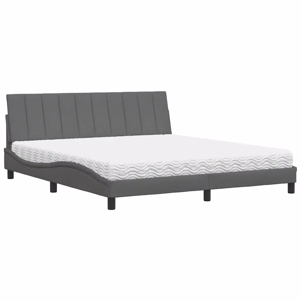 Letto con Materasso Hanko vidaXL Grigio e Bianco L/P/H: 180 x 200 x 185 cm – 2