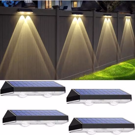 Lampada da giardino solare LED moderna con illuminazione verso il basso, resistente IP65, colore nero, ideale per vialetti, terrazzi e aree esterne