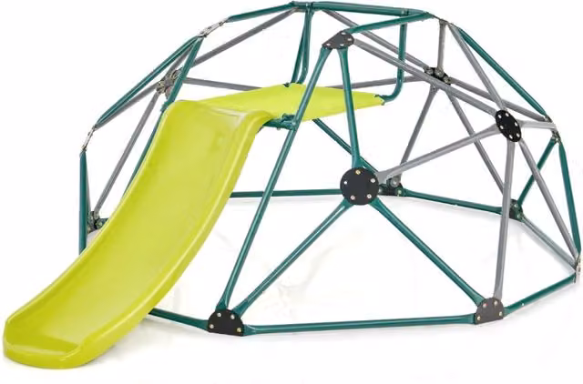 Cupola di arrampicata e set da gioco con scivolo capacit¨¤ di carico di 180KG, Parco giochi per bambini Grigio e verde
