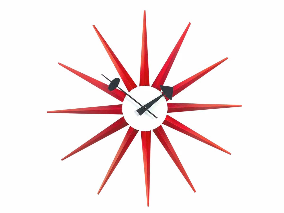 Sunburst Orologio da Parete - Rosso