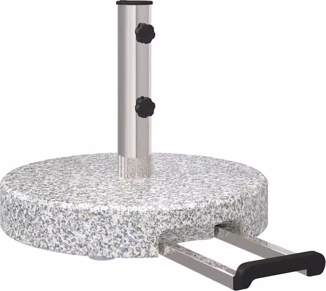 Base per ombrellone moderna in granito grigio con ruote L/P/H: 45 x 45 x 37,5 cm