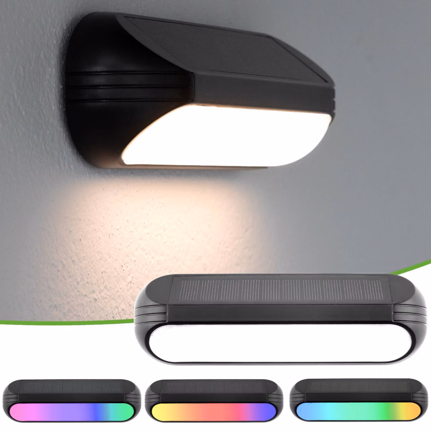 LUMILED set di 4 lampade solari RGB multicolore bianco caldo da parete per esterni Lampada solare a LED Lampada da parete per esterni Lampada da parete cambia colore da giardino IP65