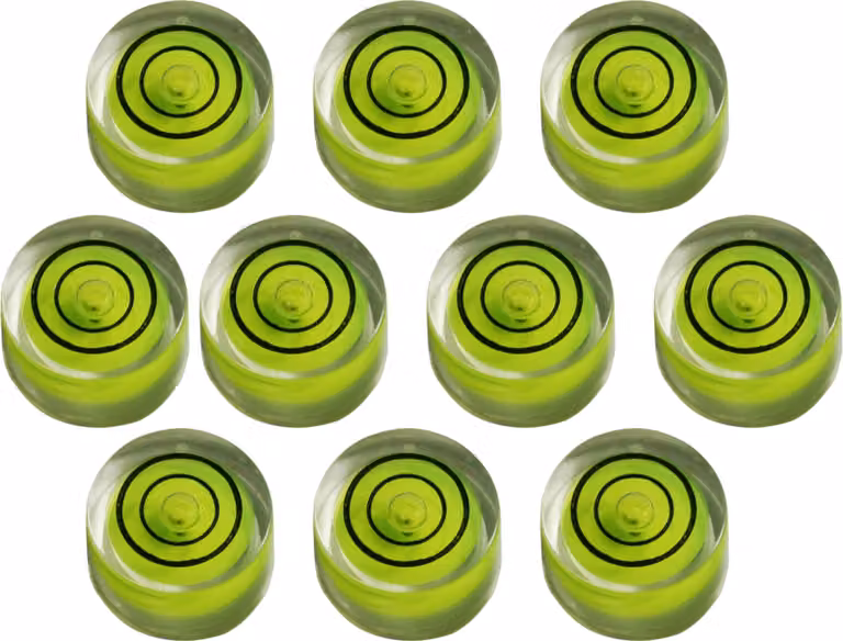 Set di 10 piccoli livelli di bolle rotonde misura 8 (20x9 mm)