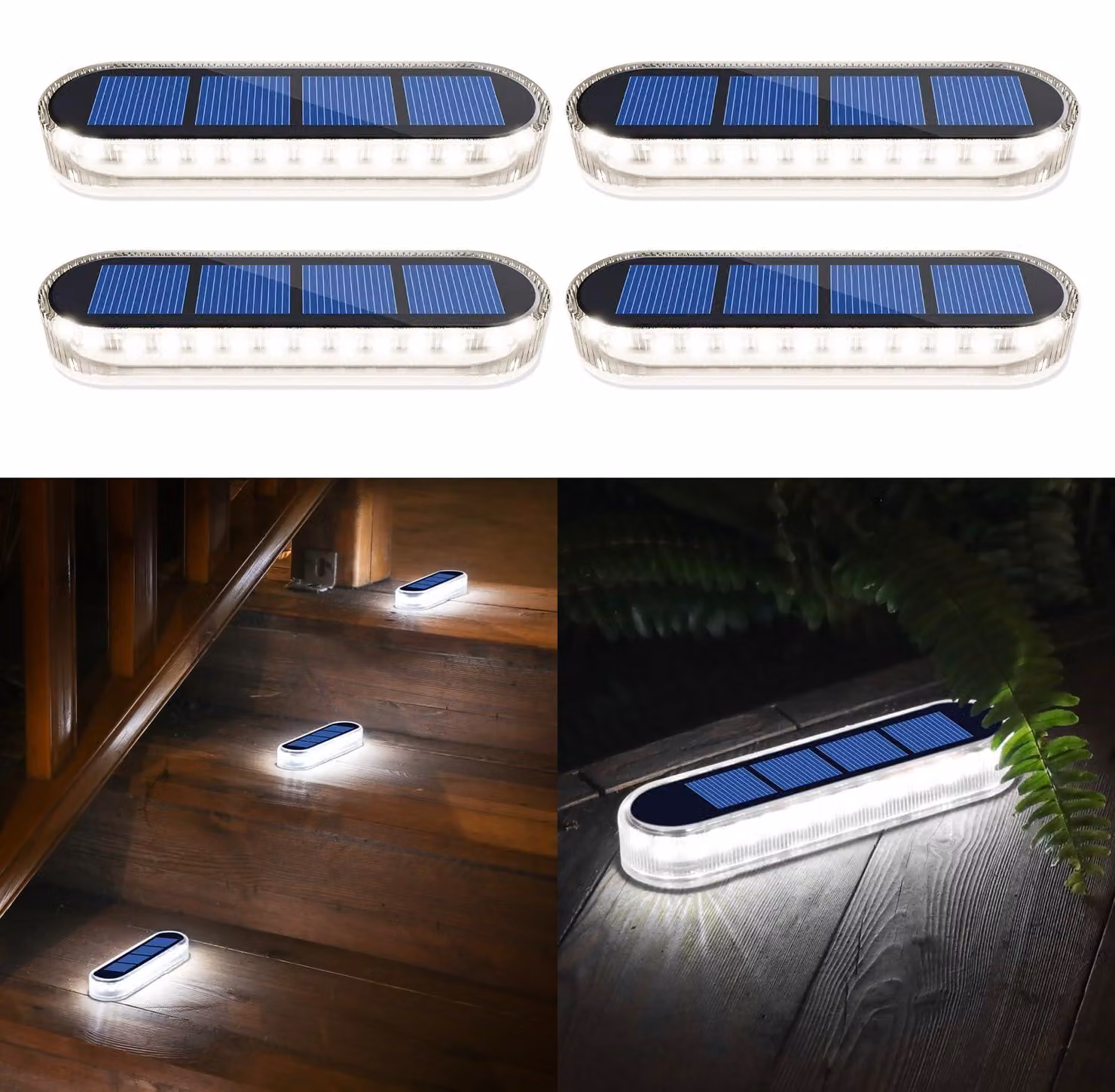 Set di 4 luci da giardino solari, luce bianca a 5700K, grado di protezione IP68 (impermeabili)