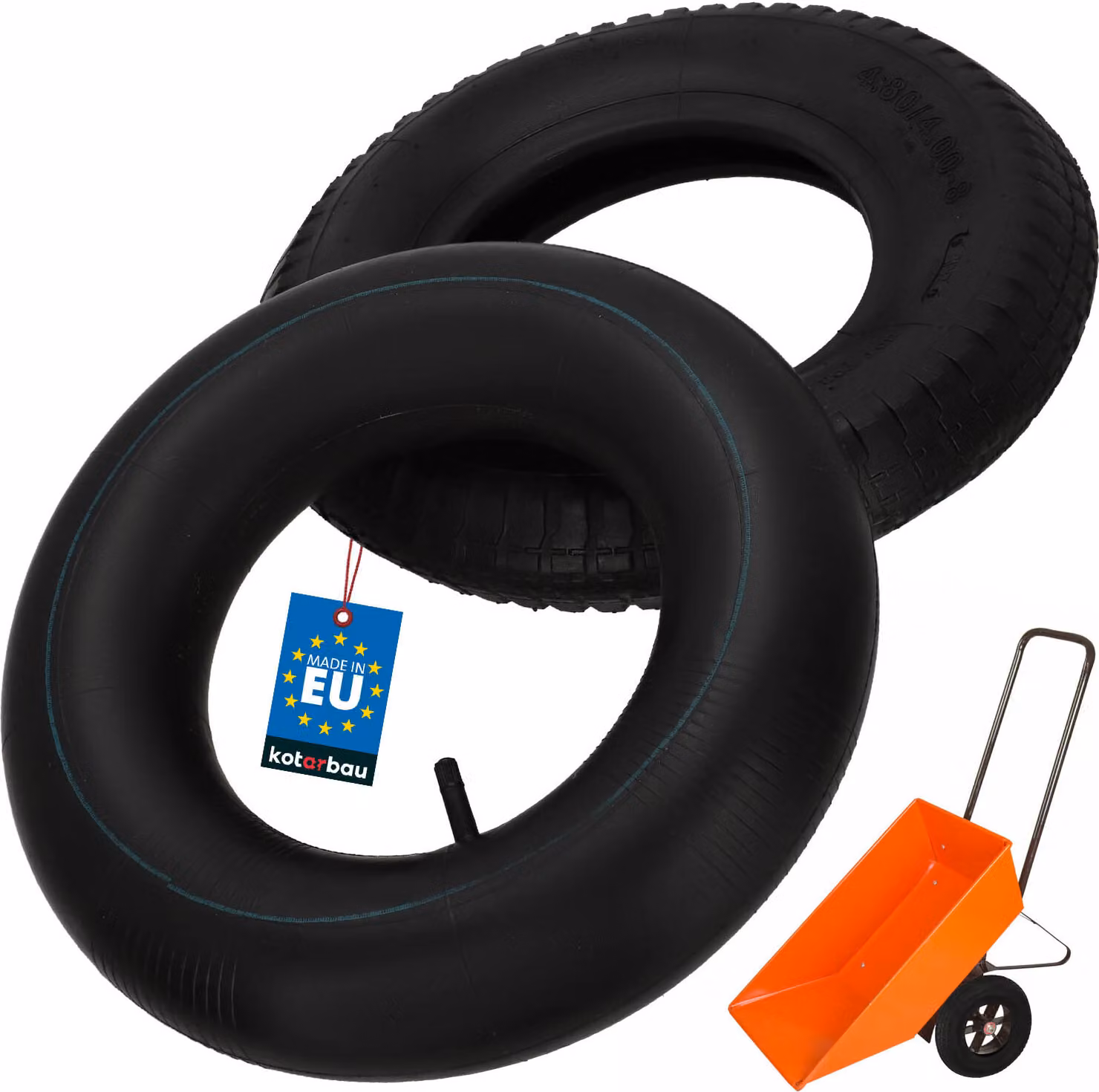 KOTARBAU® Pneumatico Carriola ⌀ 40cm 6PR Camera d'aria ⌀ 35cm Gomma Nero Copertone e Camera d'aria Carriola Sostituzione Resistente