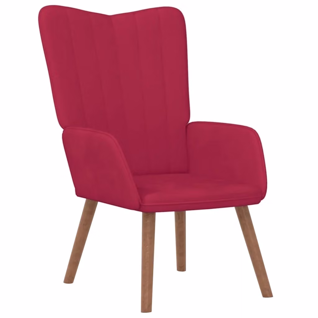 Poltrona Relax Moderna in Velluto Rosso Vino con Braccioli e Struttura in Legno e Metallo – 2