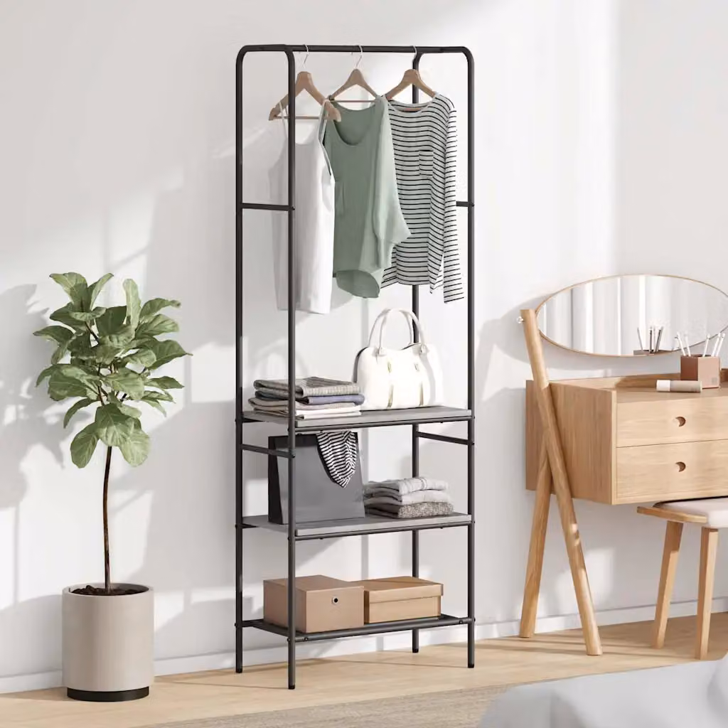Stendibiancheria vidaXL in stile industriale, Grigio e Nero, L: 60 cm, P: 30 cm, H: 171 cm