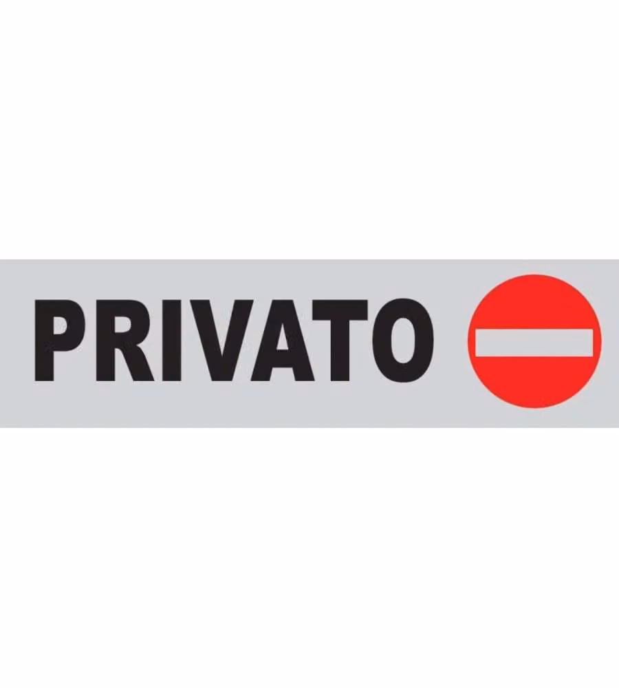 Targa Adesiva Privato 4x15 cm Grigia in Vinile Rigido Adesivo