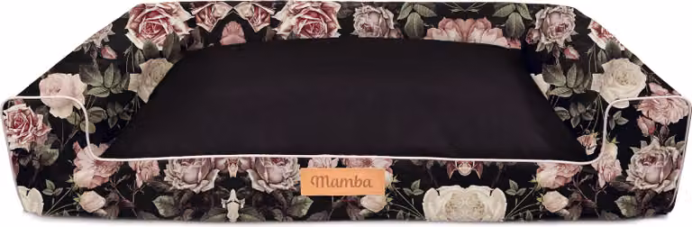 Letto grande per cani divano per cani cuscino per cani cestino lavabile - colore nero con rose - tappetino per cani taglia XL - 100x65 cm